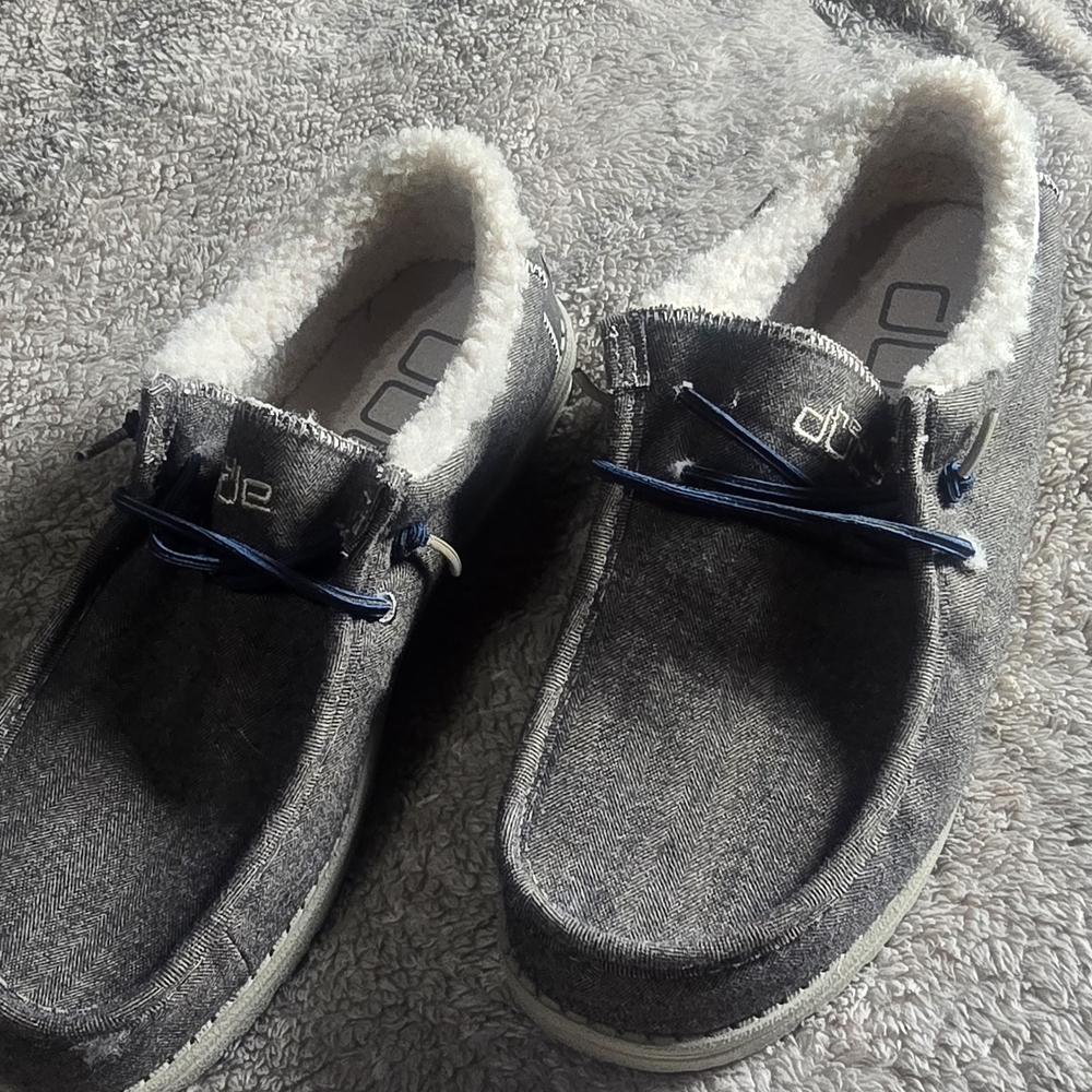 Hey Dude Men's Charcoal Loafers with Navy Laces
